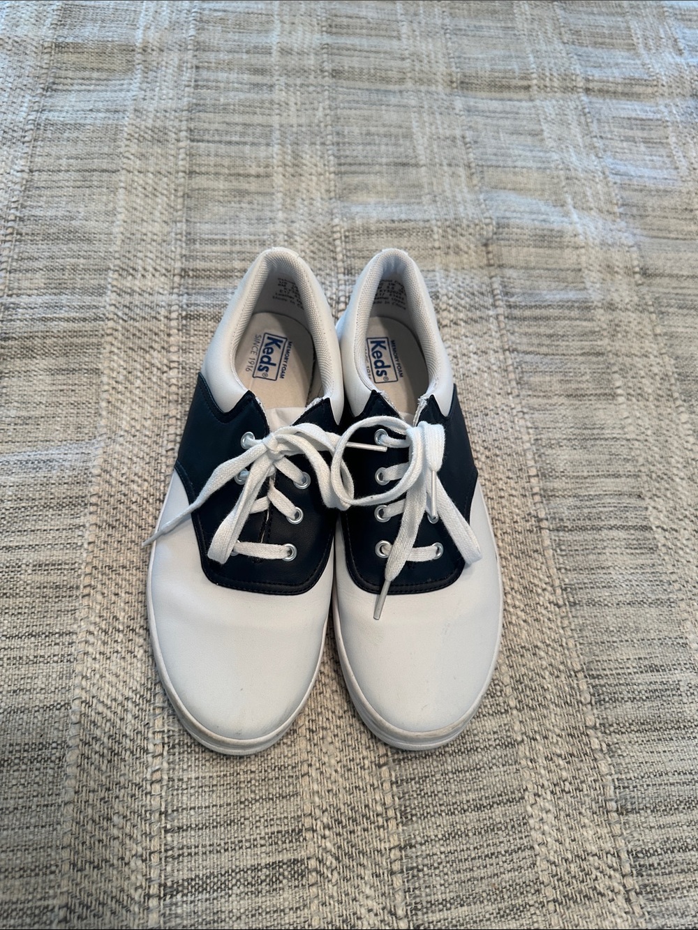 Keds White and Navy Men's Lace-Up Sneakers